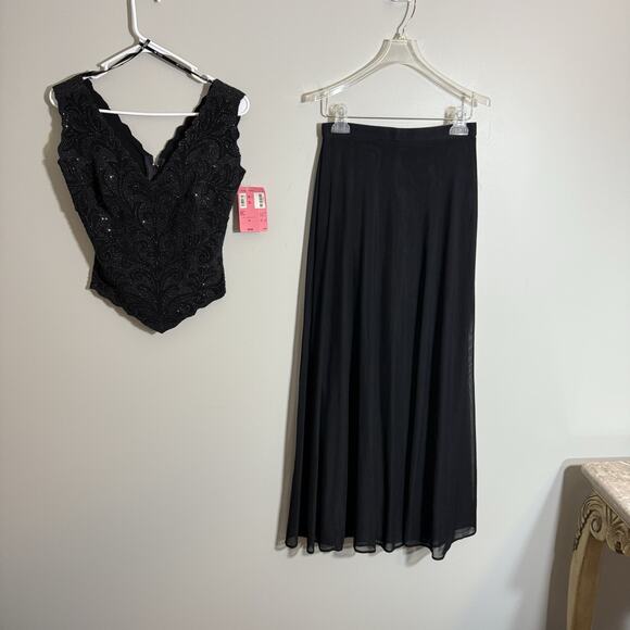 VTG 80s 90s Tadashi Gothic Prom Formal Mesh Skirt Beaded Top Set 6 READ New - Picture 8 of 9